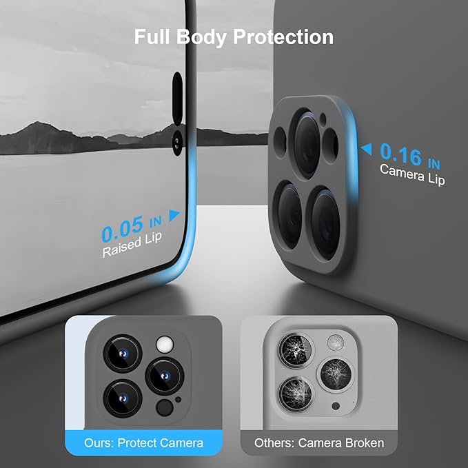 Magnetic for iPhone 15 Pro Case, Compatible with MagSafe, with 9H Nano Screen Protectors, Full Camera Protection, Silicone Shockproof Microfiber Lining Phone Case 6.1", Space Gray