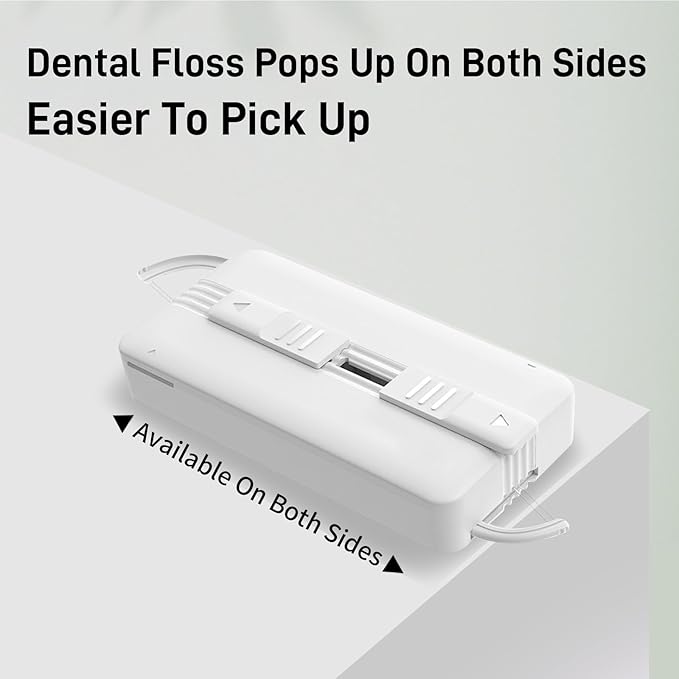 Holy Rose Portable Dental Floss Picks Dispenser 3 Case, Dual-Line Flossers – Travel Teeth Cleaning Holder - Mint Flavor Flossing Toothpicks Effective Oral Care Tool (White)