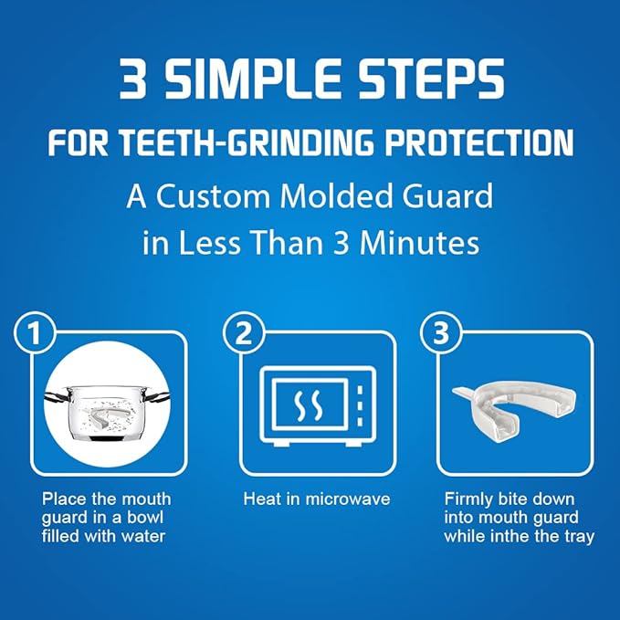 KOHEEL GS Moldable Mouth Guard for Teeth Grinding and Clenching, Night Guard for Bruxism Relief, 5 Count (White, Large Size)