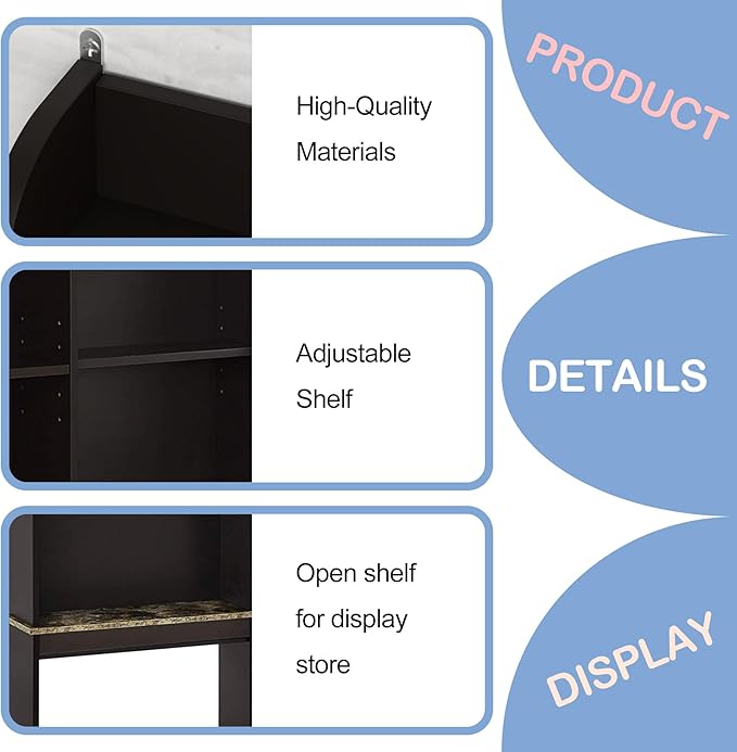 Over The Toilet Storage Cabinet with 3-Tier Shelves,Space-Saving Bathroom Organizer Rack Freestanding Shelf Unit for Bathroom (2)