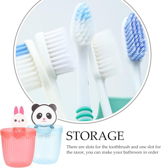 ABOOFAN 2Pcs Wall-Mounted Toothbrush Holder Plastic Storage Stand for Bathroom Hollow Design for Fast Drying and Easy Cleaning Home Organizer in Rose Red and Sky Blue