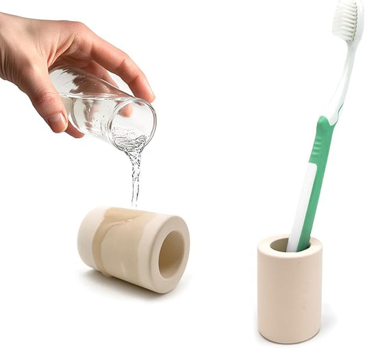 Mini Toothbrush Holders for Bathrooms - Diatomite Quick-Dry Organizer, Compact Portable Toothbrush Holder for Countertop, Shower & Travel Storage