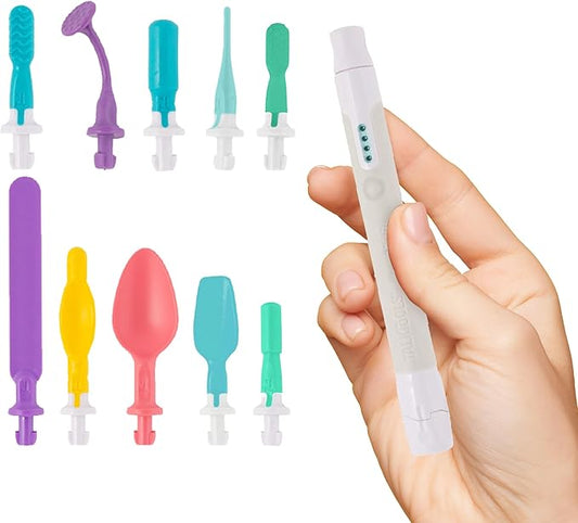TalkTools Sensi Oral Sensory Therapy Tool with Soft Sensi Jaw Tips (Grey, 10 Tips Set - Grey)