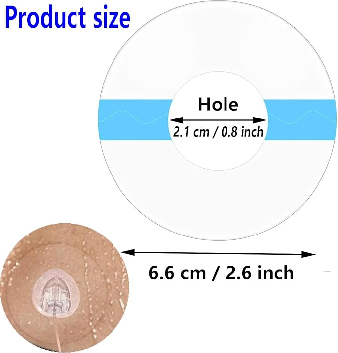 65Pack Universal Adhesive Patches for CGM and Insulin Pumps, 0.8-Inch Hole, Waterproof Sensor Cover Pre-Cut Adhesive Tape, CGM Protection, Skin-Friendly Cover, Continuous Glucose Monitor Patch, Clear