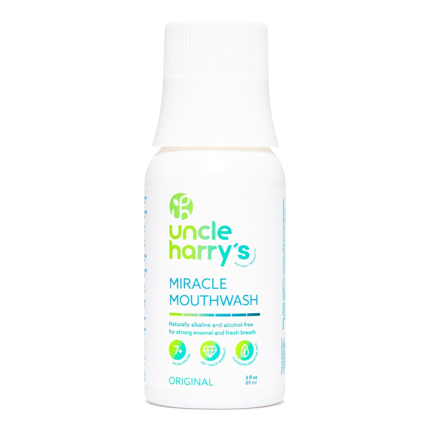 Uncle Harry's Natural Alkalizing Miracle Mouthwash | Adult & Kids Mouthwash for Bad Breath | pH Balanced Oral Care Mouth Wash & Mouth Rinse (2 fl oz)