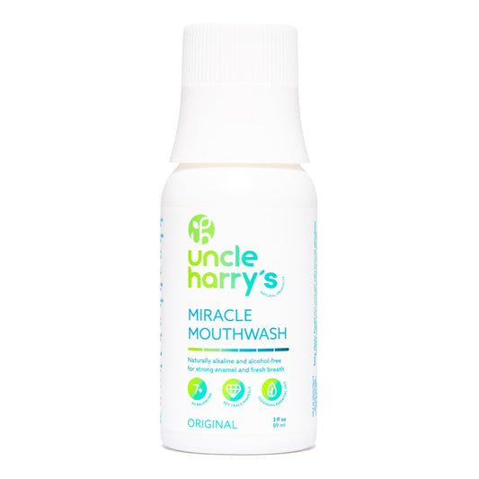 Uncle Harry's Natural Alkalizing Miracle Mouthwash | Adult & Kids Mouthwash for Bad Breath | pH Balanced Oral Care Mouth Wash & Mouth Rinse (2 fl oz)