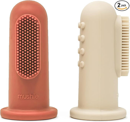 mushie Baby Finger Toothbrush (Clay/Shifting Sand) 2-Pack