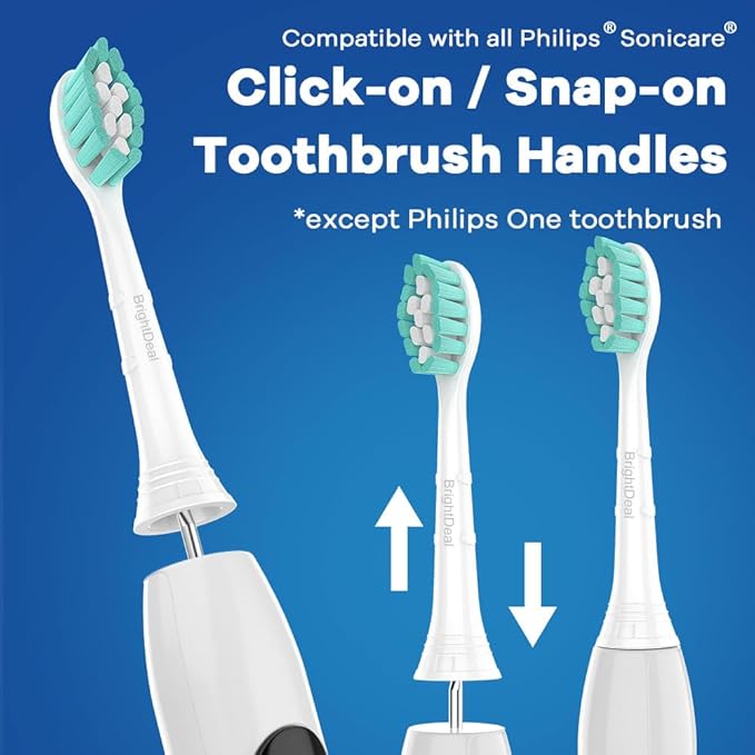 Toothbrush Heads for Philips Sonicare DiamondClean DailyClean EasyClean HealthyWhite ExpertClean W C1 C2 G2 C3 G3 W3 Sonic Electric Replacement Brush 1100 4100 5100 6100 White, 4 Pack
