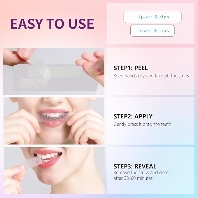 Coconut Whitening Strips,Enamel Safe Non-Slip Whitening Strips for Sensitive Teeth,18 Treatments Teeth Whitening Kit