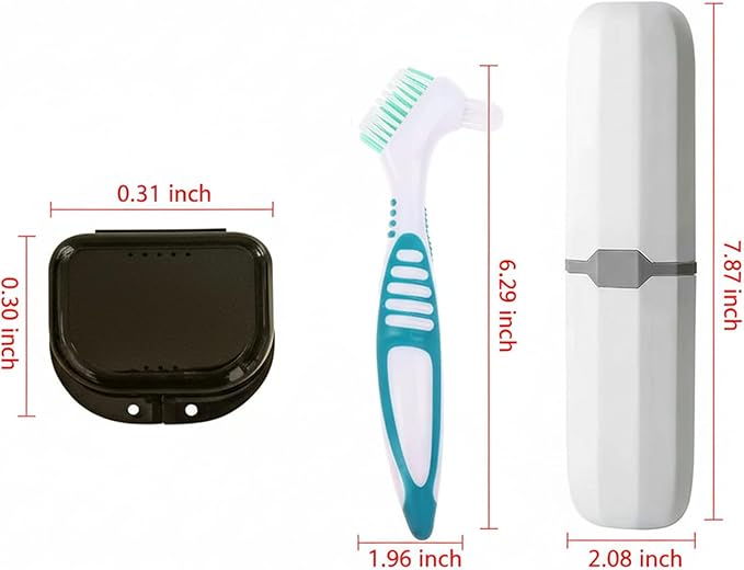 Retainer Case with Denture Brush, Teeth Cleaning Tools, Travel Cup, Dental Care Kit