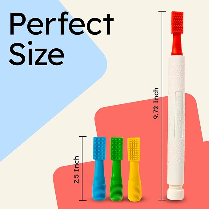 Gafly Therapens Oral Motor Therapy Tools Stimulate Speech and Feeding - Chewy Vibe Speech Therapy Toys Help Kids with Sensory Needs Chew & Relax - Oral Stimulator Kit Includes 4 Tips, Storage Pouch