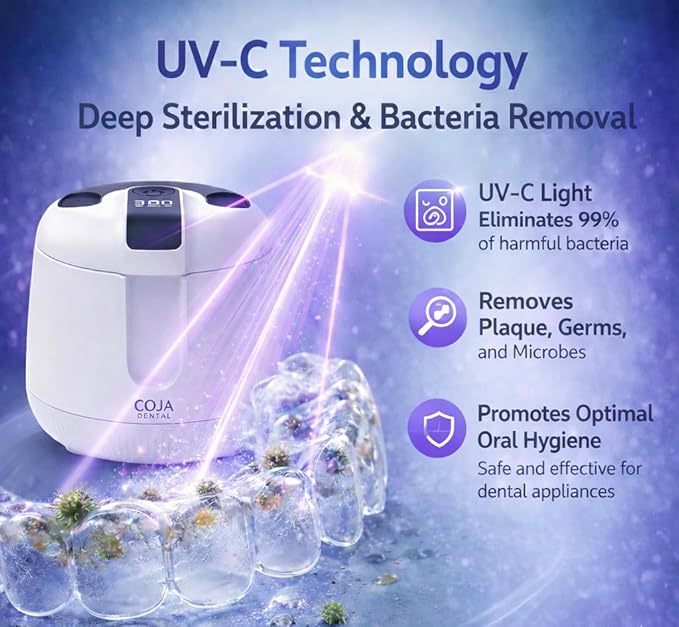 | Oral Cleansing Pod Pro + UV | Dentist-Designed Dental Pod for Retainers, Dentures & Aligners | Rechargeable USB-C (Artic White)
