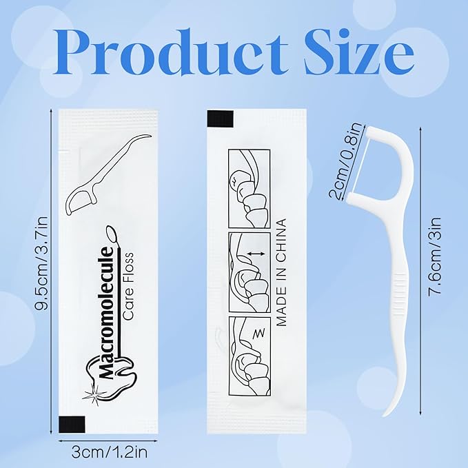 Individually Wrapped Dental Floss Picks Bulk Disposable Flossing Sticks Teeth Cleaning and Oral Care Travel Size Dental Tooth Floss Pack for Hotels, Weddings, Guests & Business Single Use (1000 Pack)