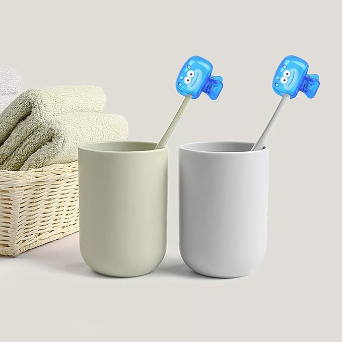 Upgrade Travel Toothbrush Head Covers Toothbrush Protector Cap Brush Pod Case Protective Portable Plastic Clip for Household Travel, Bathroom, School, Camping, Business (Q, 2 Pack)