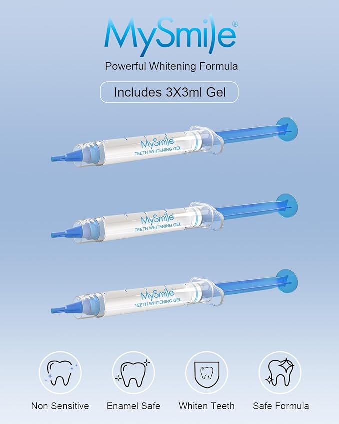 MySmile Teeth Whitening Gel Pen Refill Pack, 3 Non-Sensitive Teeth Whitening Pen, Deluxe Teeth Whitener Dental Grade Tooth Whitening Gel with Carbamide Peroxide for Home, 10 min Fast Result