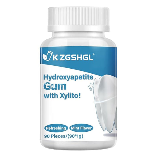 Remineralizing Gum, Hydroxyapatite Gum, 90 Pieces, Xylitol Gum, Good for Teeth Remineralization, Sugar-Free Mint Chewing Gum with Xylitol, Two pills after meals to freshen breath and clean teeth