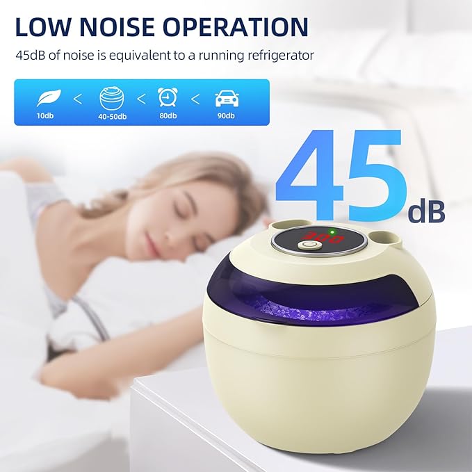 Ultrasonic Retainer Cleaner, Retainer Cleaner Machine for Dentures, Mouth Guards, Braces, Toothbrush Heads, Jewelry with 200ML Capacity, 45kHz Retainer Cleaning, 4 Modes for Appliances (Light Yellow)