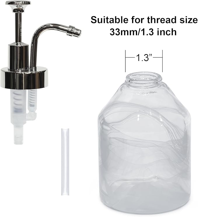 Soap Dispenser Pump Head, Replacement for 1.3in (33 mm) Neck Size Bottles, Rust Proof & Leak Proof for Soap Lotion Bottle Upcycling (Silver)