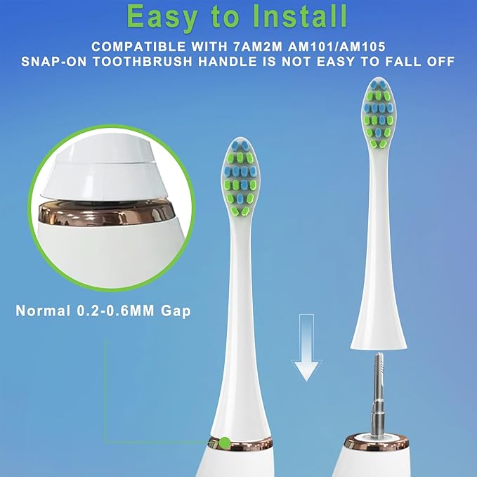 YMPBO Toothbrush Replacement Heads Compatible with 7AM2M AM100/AM105/AM110 Electric Toothbrush, Soft Brush Bristles, 5 Pack White + 5 Pack Black