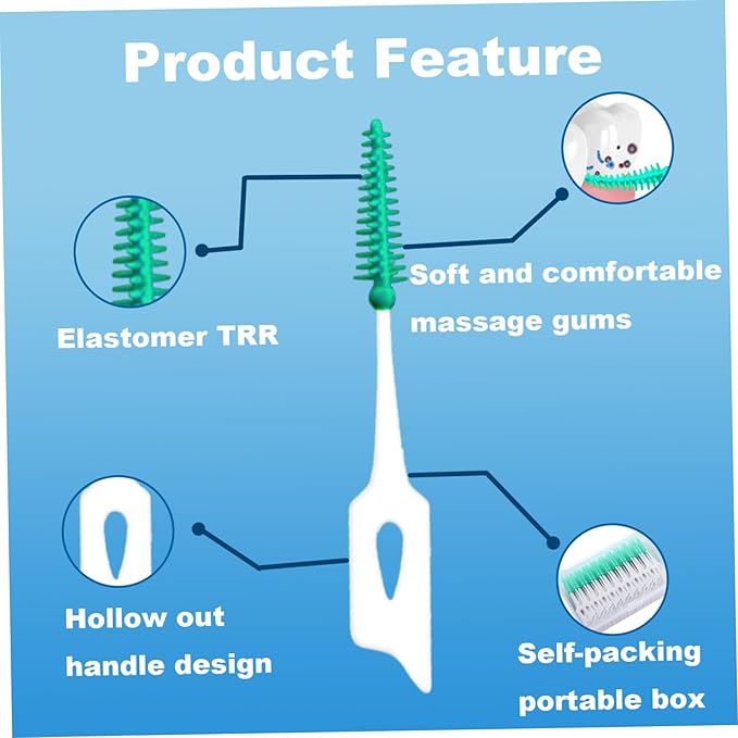 Interdental Brushes Ultra Tight Disposable Tooth Cleaner Brushes Silicone Toothpick Brush for Interdental Spaces Green 160Pcs/Box
