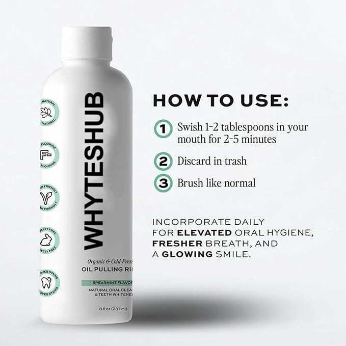 Spearmint Oil Pulling Rinse, Organic Cold-Pressed Coconut Oil for Teeth Mouthwash, Helps Maintain Gum Health & Freshens Breath - 8 fl oz