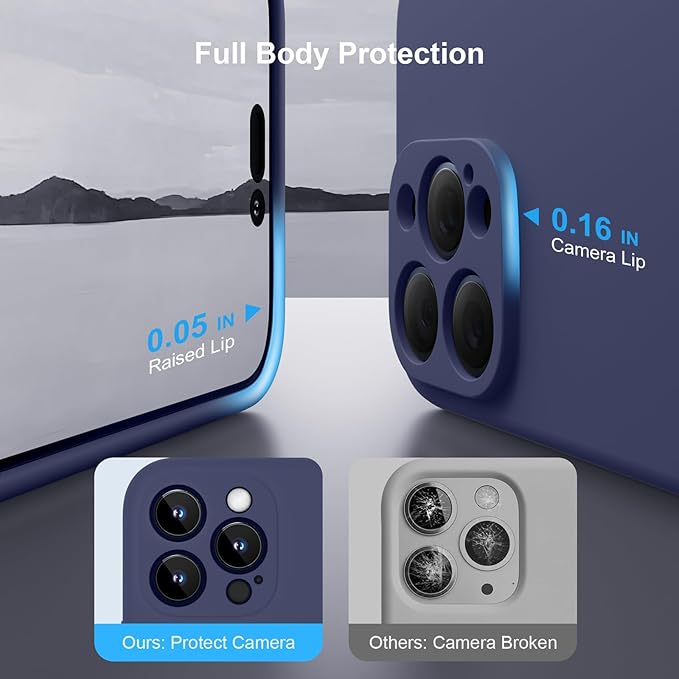Magnetic for iPhone 15 Pro Case, Compatible with MagSafe, with 9H Nano Screen Protectors, Full Camera Protection, Silicone Shockproof Microfiber Lining Phone Case 6.1", Navy Blue