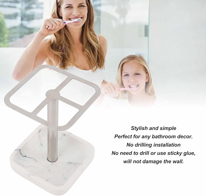 Mumusuki Stainless Steel Toothbrush Holder, Space Saving Toothpaste Organizer with Multifunctional Storage for Bathroom (Silver)