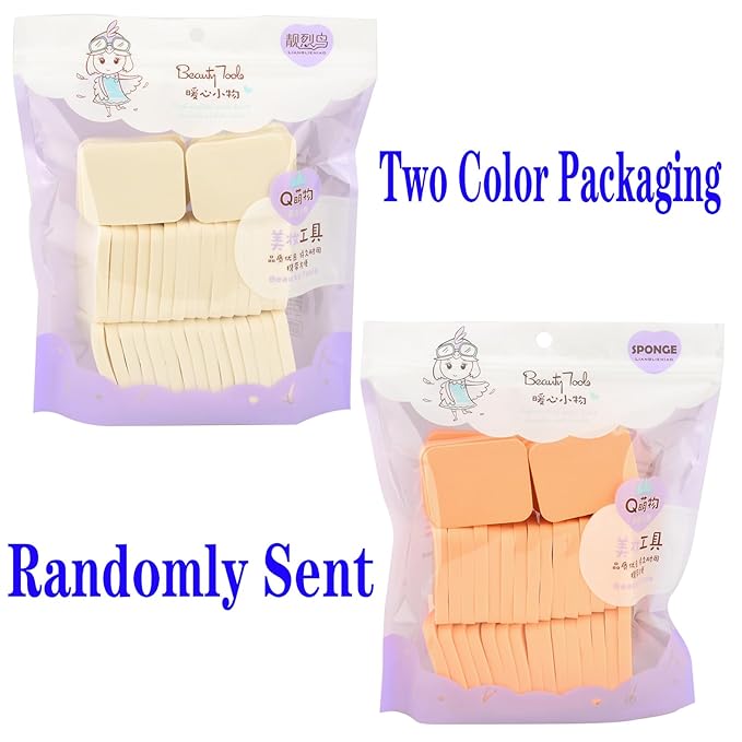 40 PCS Makeup Blenders Sponges Set, Use for Dry and Wet, Perfect for Full Face Curve Blending, Cream, Liquid, Powder Foundation Cosmetics, Latex Free & Soft & Flexible, Square