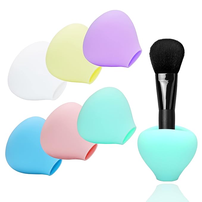 Makeup Brush Covers, Make up Brush Holders for Travel and Home Storage, Reusable Silicone Organizer Case for Brushes, 6 Pack Dustproof Brush Protector Guards Caps Gift for Makeup Lover and Wife