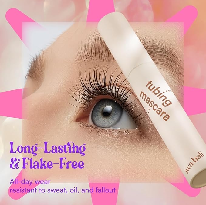 Tubing Mascara, Long-Lasting, Smudge-Resistant, Naturally Lengthening, Fluffy and Breathable Effect, Removable with Warm Water