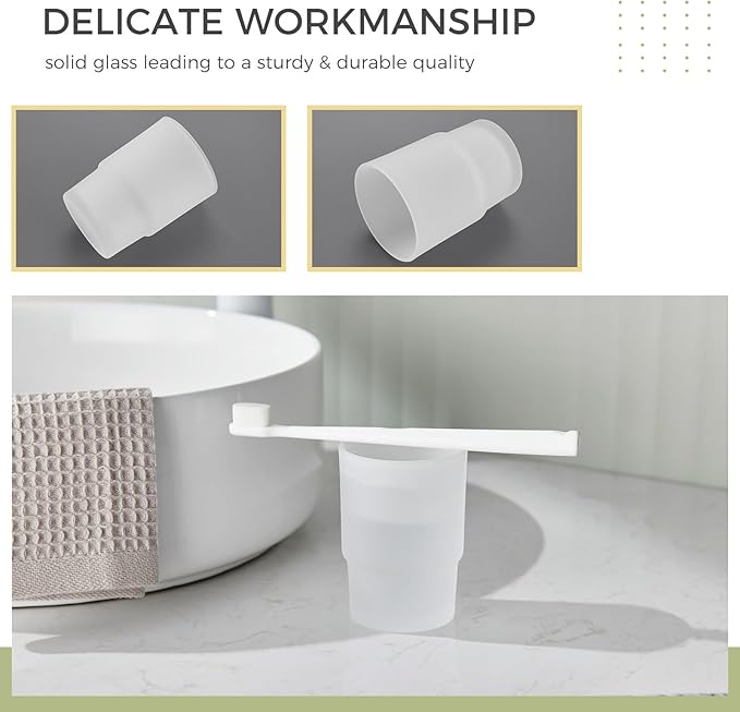 Tumbler Glass, Frosted Bathroom Rinsing Cup, Replacement Tumbler for Aomasi Toothbrush Holder