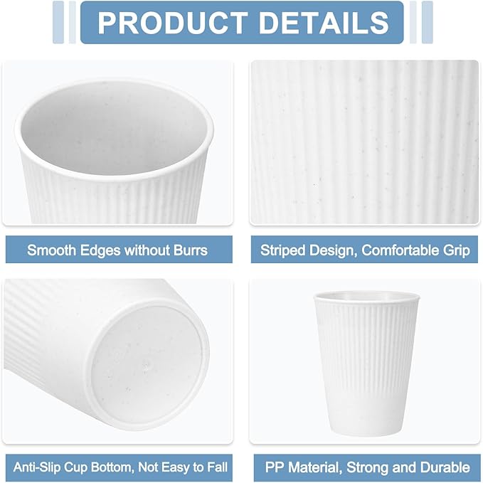uxcell 4 Pcs Simple Toothbrush Cup, 3.3 x 3.3 x 4.2 Dishwasher Safe Bathroom Tumbler Reusable Plastic Cup Set for Storing Toothpaste Combs, Gray/White
