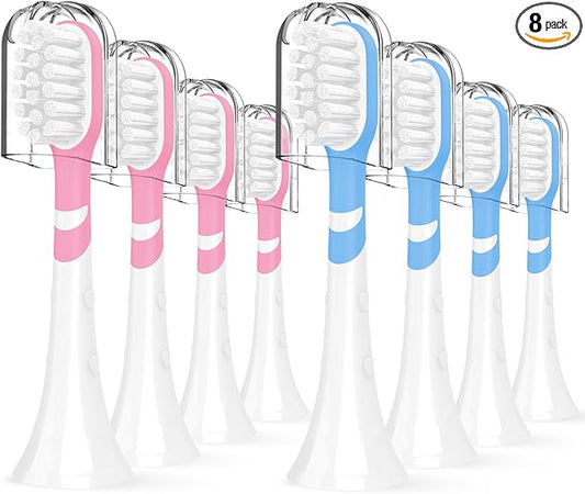 Kids Replacement Heads Compatible wit Kid Toothbrush hx6320, hx6321, hx6032/94, hx6331, hx6340, 8 Pack Soft Replacement Brush Heads for Kids 6 Years Old