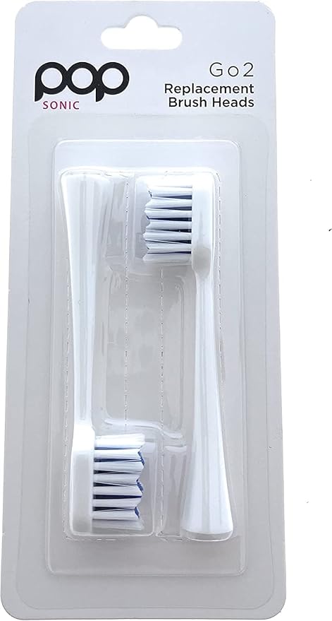 4-Pack Pop Sonic Replacement Toothbrush Heads - Compatiable w/Go Plus - Toothbrush Head w/Super Soft Dupont Tynex Nylon Bristles