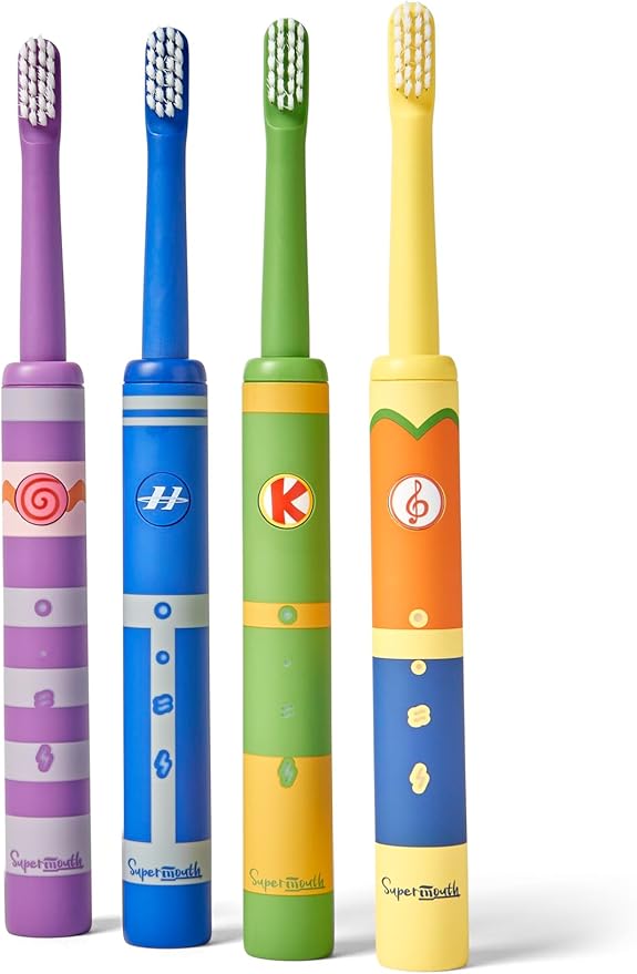 SuperMouth Smile Sidekick Sonic Toothbrush for Kids – Rechargeable, 3 Brushing Modes, Ultra-Soft Bristles, 2-Min Timer, Replaceable Brush Head – Includes Augmented Reality Sticker to Teach Brushing