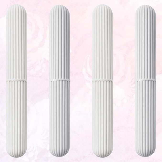 Portable Toothbrush Storage Case 4Pcs Set Plastic Toothbrush Holder Dustproof for Business Trips and Outdoor Use Random Color Random Color