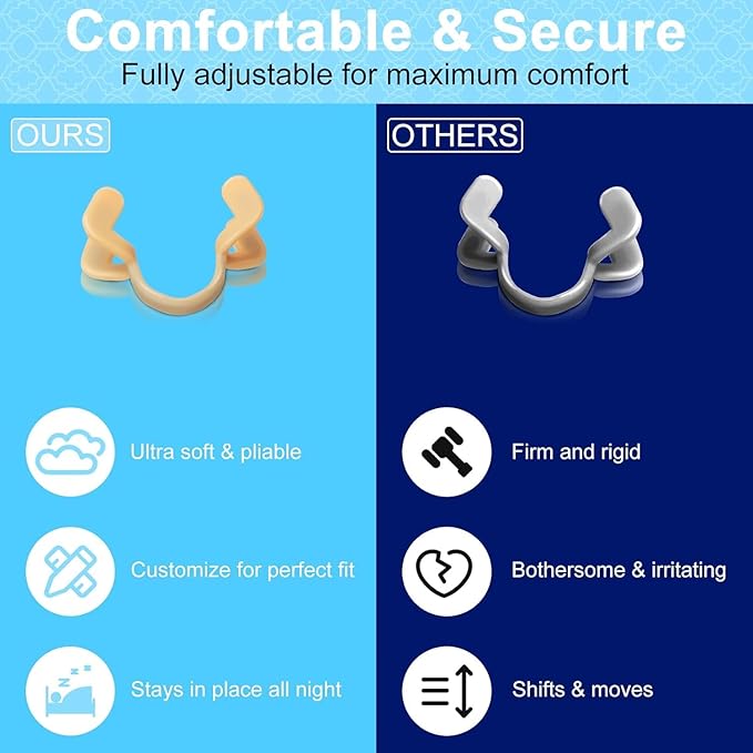 Easy Breath Nasal Dilator – Adjustable Titanium & Silicone Snoring Solution for Better Sleep, Boost Airflow – Reusable Comfortable Breathing Athlete Exercising (S)