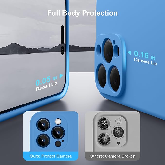 Magnetic for iPhone 15 Pro Case, Compatible with MagSafe, with 9H Nano Screen Protectors, Full Camera Protection, Silicone Shockproof Microfiber Lining Phone Case 6.1", Blue
