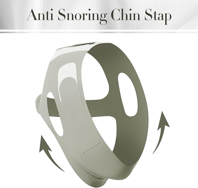 Chin Strap for Sleeping- Adjustable Snore Reduction Chin Strips for Men and Women, Comfortable and Breathable Snoring Solution, Anti- Snore Device (Greyish Green)