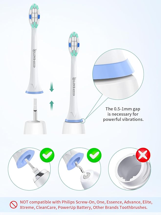 Replacement Brush Heads for Philips Sonicare Toothbrush Handles Toothbrush Heads for Sonicare (Pack of 4)
