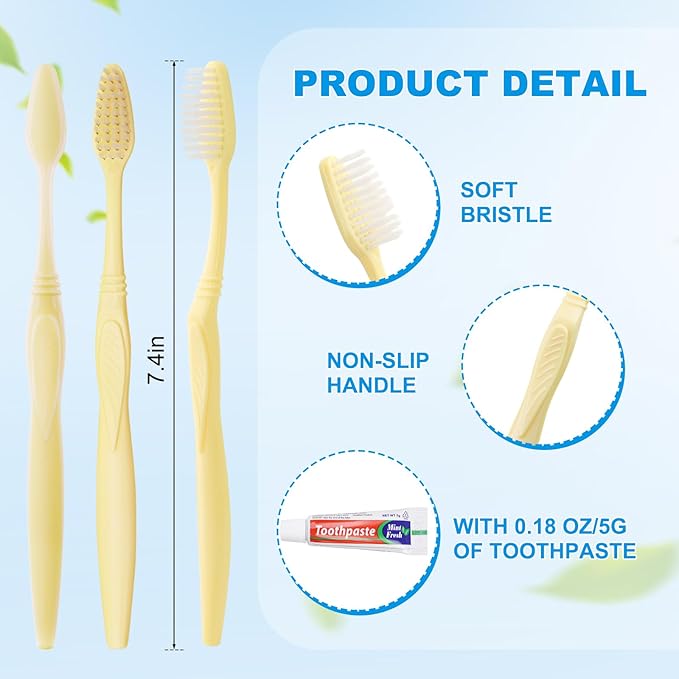 Disposable Toothbrush with Toothpaste Set, Individually Wrapped Soft Bristles Travel Size Manual Toothbrushes Kit in Bulk for Hotel/Travel/ Business/Donation/Homeless/Charity/Camping (1000 Pack)