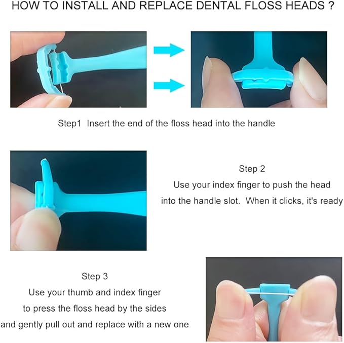 1 Piece Reusable Dental Floss Holder Handle +100 Pieces Replacement Floss Heads Teeth Stick Toothpicks Floss to Clean Between The Tooth