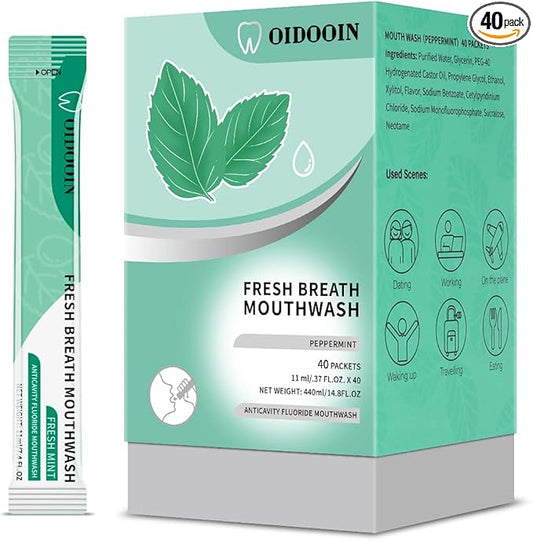 Travel Size Mouthwash Individual Mini Mouthwash for Fresh Breath,for After Meals, Hotels Portable Travel Mouth wash, Bulk Packets 0.4 Fl Oz(Pack of 40)
