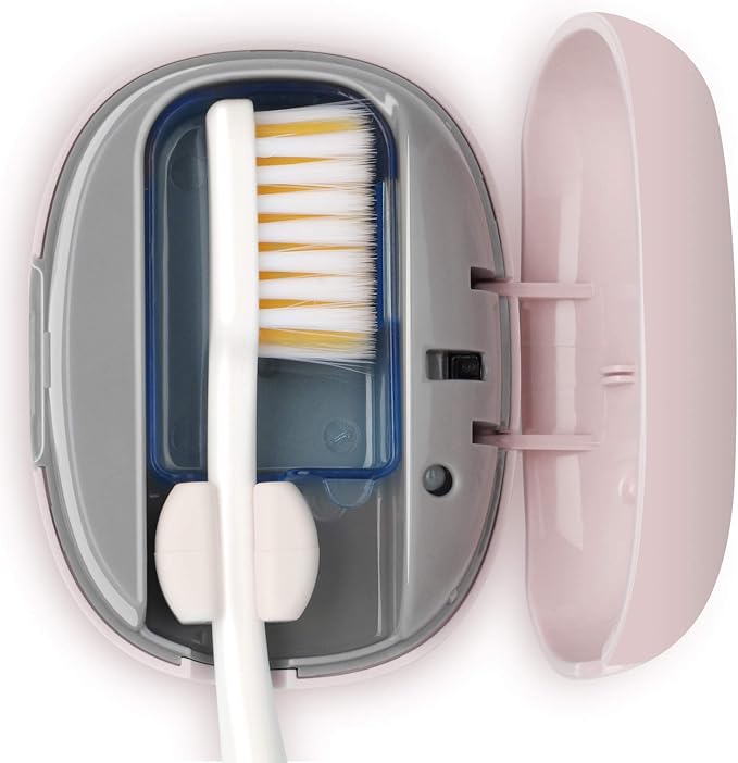 NewWay Mini Toothbrush Cover Rechargeable Travel Toothbrush Case with Holder for Houshold and Traving or Business Trip Pink