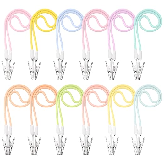 Patelai Dental Bib Holder Clips Silicone Napkin Clip Macaron Bib Holder, Dentist Napkin Clip Neck Chains with Metal Clips with Lanyard for Elderly Adult Patient Towels Restaurant