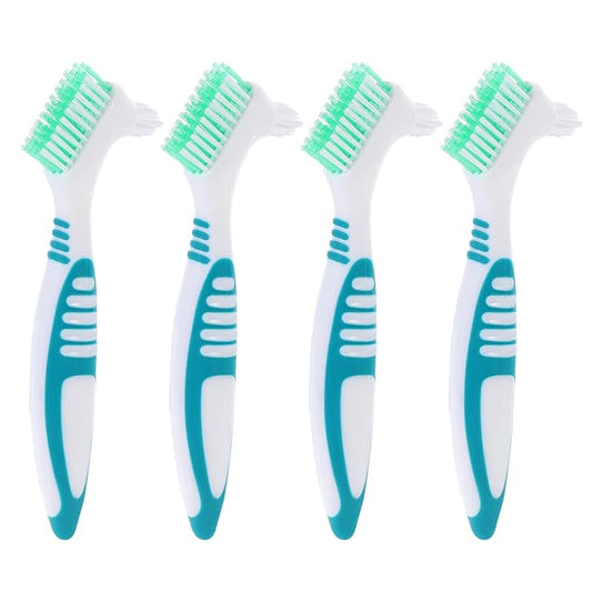 Healifty Portable Denture Cleaning Double-Head Toothbrush 6.5 Inch Lightweight Oral Care Tool for Fake Teeth Cleaning and Gum Protection
