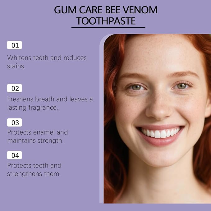 Bee Venom Toothpaste for Gum Care & Enamel Strength - Breath Freshening Formula, Fights Plaque, Daily Cleaning for Oral Hygiene, Mint Flavor