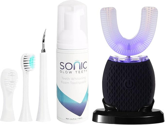 Automatic Toothbrush for Adults - Ultrasonic Electric Toothbrush with Soft Bristles Rechargeable Portable Waterproof Design 30s Timer, Wireless Charging Dual-Use for Travel & Home (Black)