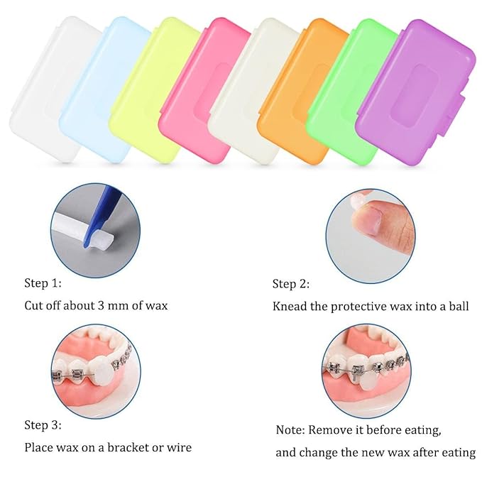 OBTANIM 15 Pack Blue Braces Wax Dental Care Orthodontic Wax for Braces Wearer