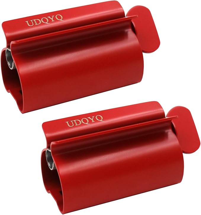 Toothpaste Squeezer - Metal Tube Squeezer Stainless Steel Tube Wringer UDQYQ Toothpaste seat Holder Stand (Red)